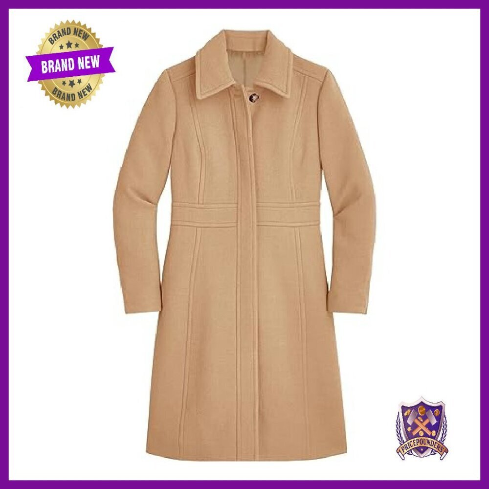 Women's Wool Blend Pea Coat Single Breasted Mid-Length Office Work - Picture 3 of 7